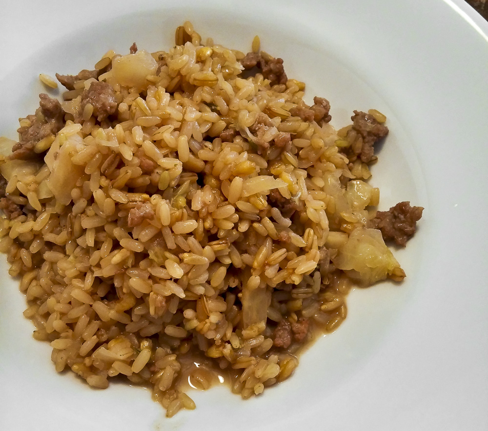 risotto multicereli cappucio e salsiccia